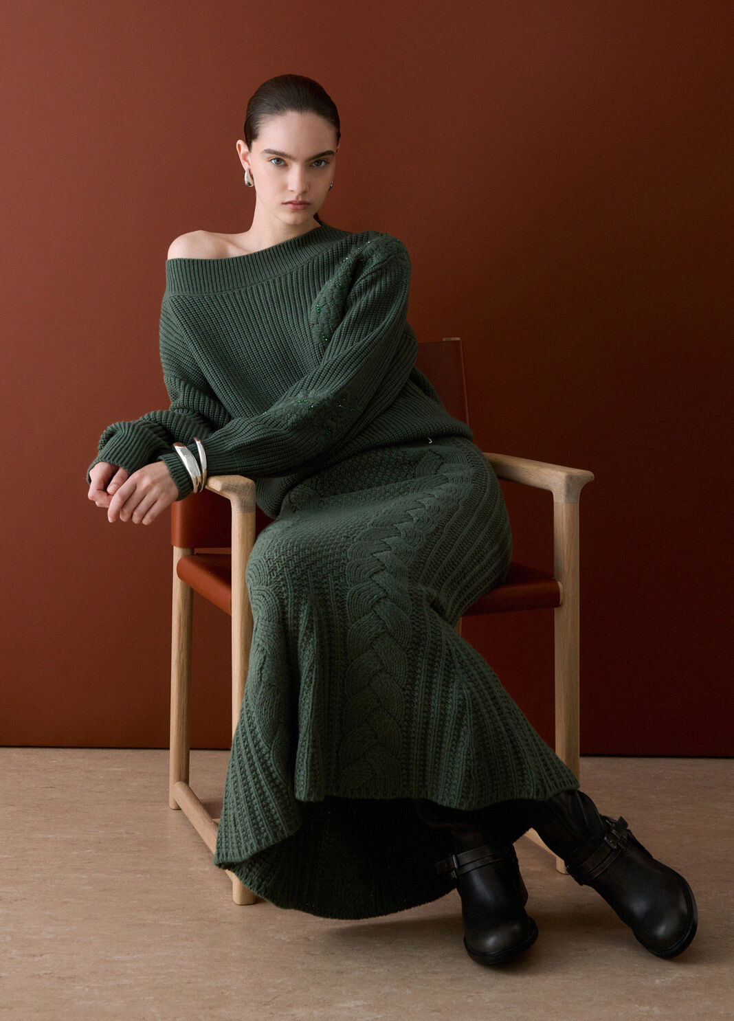 Falda midi de punto verde oscuro Liu Jo - large image number 3