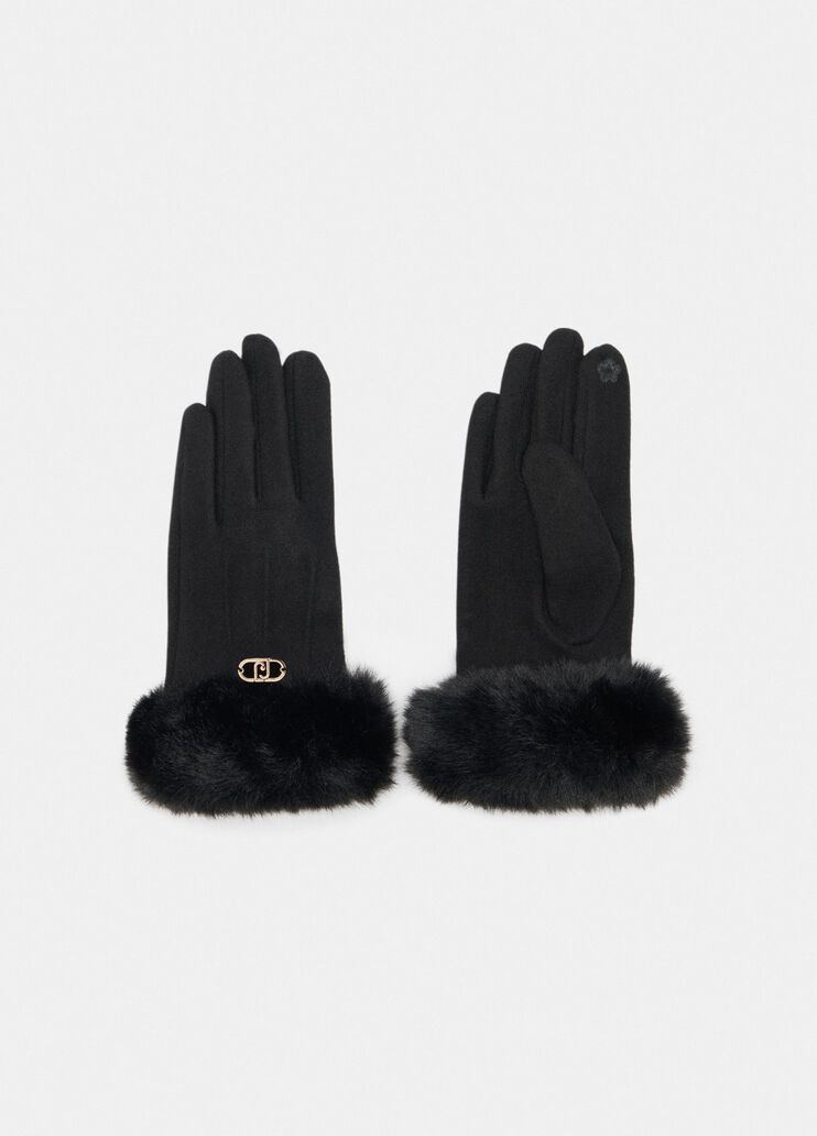 Handschuhe mit Kunstfelldetails Schwarz Liu Jo - medium Handschuhe mit Kunstfelldetails Schwarz Liu Jo - medium