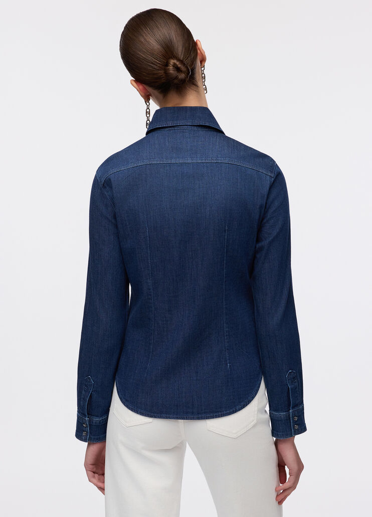 Джинсовая рубашка со стразами синий деним Liu Jo - large image number 1