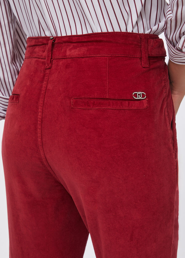 Pantalón bootcut de terciopelo rojo Liu Jo - medium
