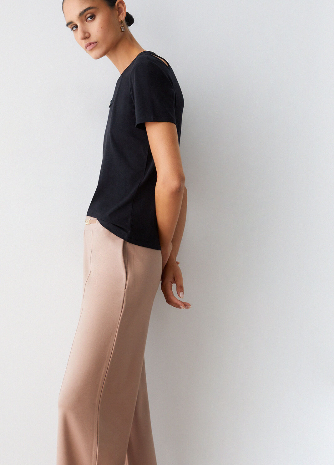 Hose aus Milano-Ripp-Jersey Beige Liu Jo - large image number 3