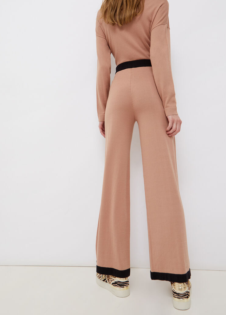 Трикотажные брюки палаццо пудрово-розовый/чёрный Liu Jo - large image number 1