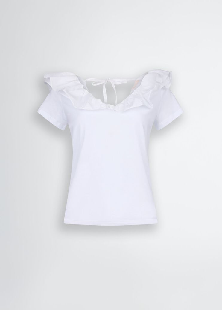 Cotton T-shirt with ruches white Liu Jo - large image number 6 Cotton T-shirt with ruches white Liu Jo - large image number 6