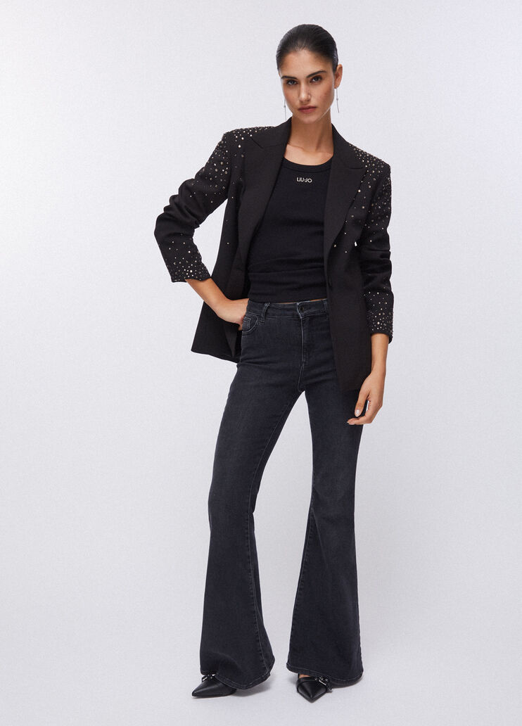 Slim fit blazer with jewel embroidery black Liu Jo - large image number 5