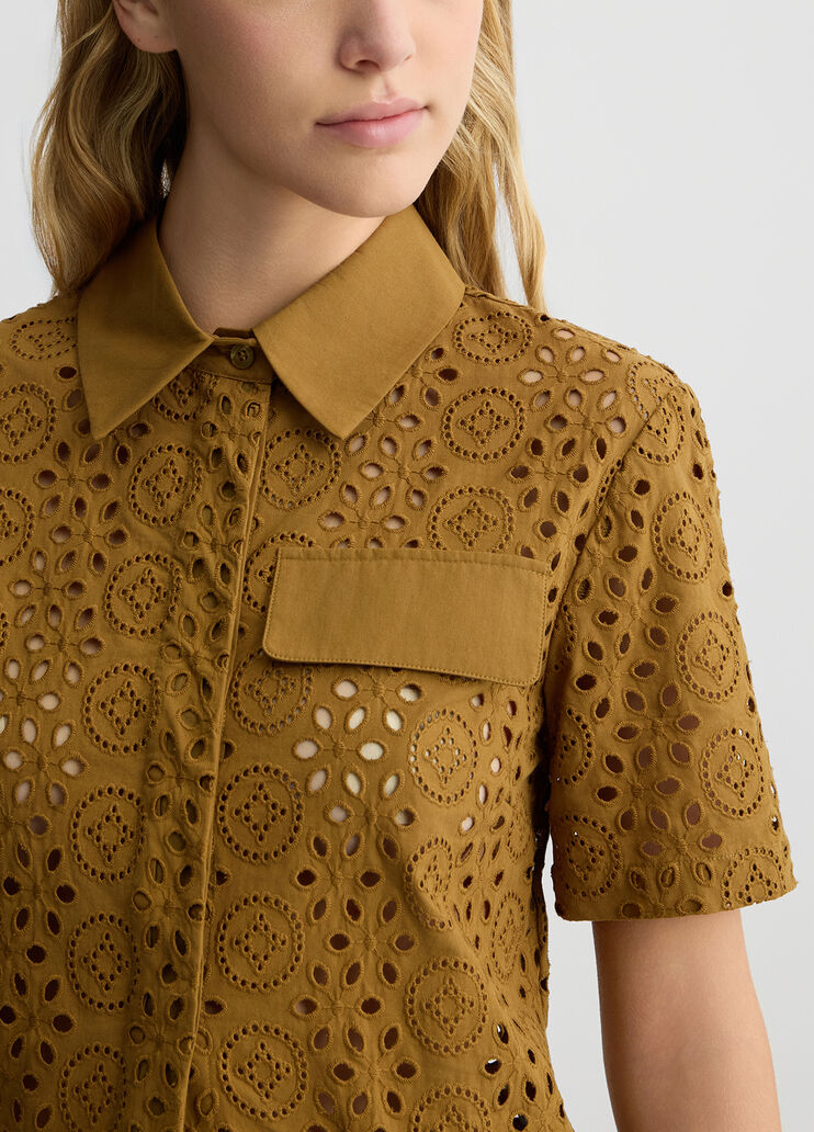 Cropped sangallo shirt caramel Liu Jo - large image number 2 Cropped sangallo shirt caramel Liu Jo - large image number 2