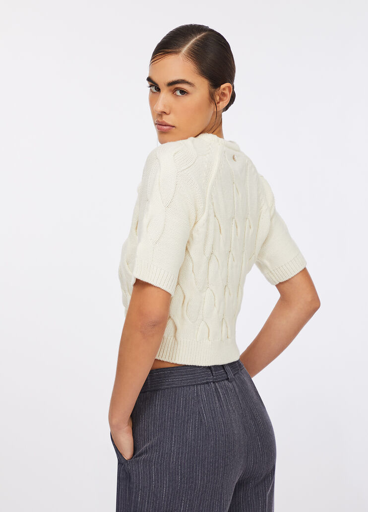 Cable knit wool sweater white Liu Jo - large image number 1