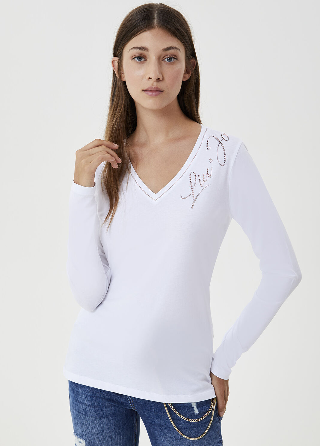 T-shirt with logo Optic White Liu Jo - large image number 0