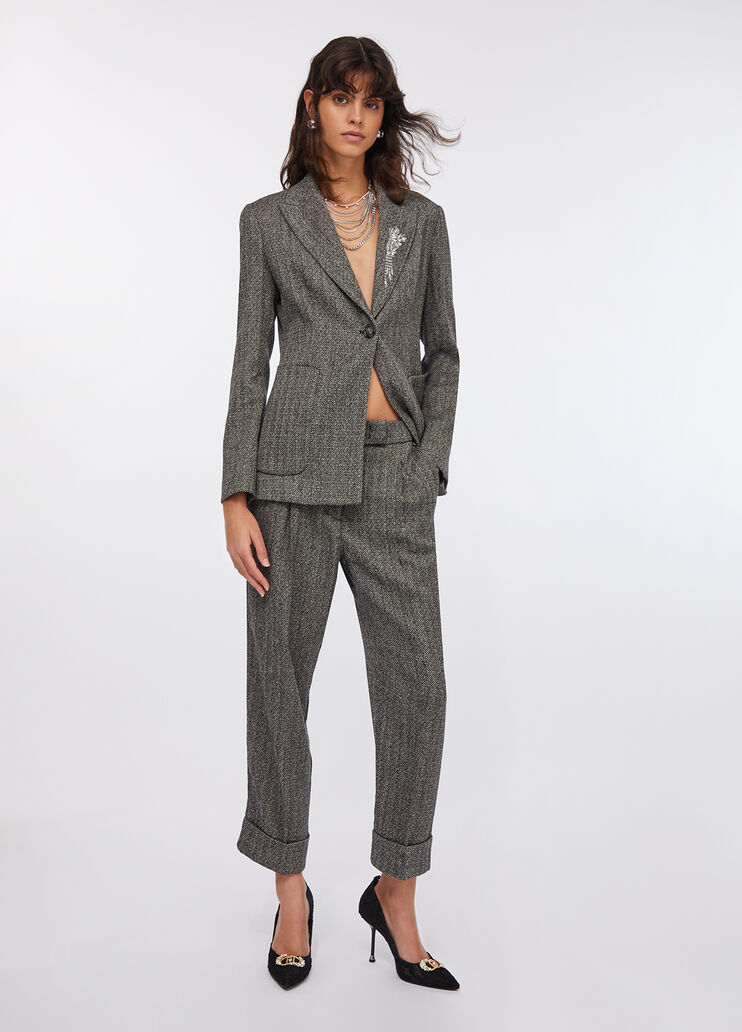 Cropped herringbone trousers herringbone grey Liu Jo - medium Cropped herringbone trousers herringbone grey Liu Jo - medium