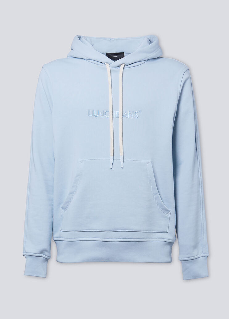 Felpa con cappuccio e logo ricamato azzurro Liu Jo - large image number 4