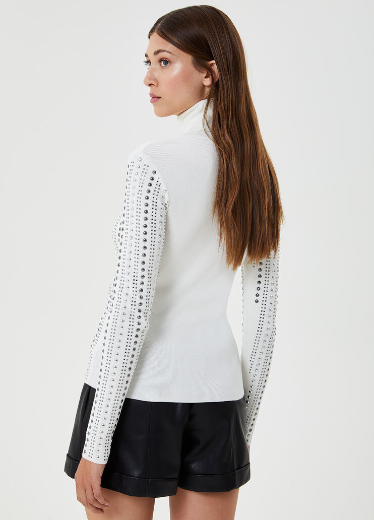Turtleneck with appliqués Wool White Liu Jo - large image number 1