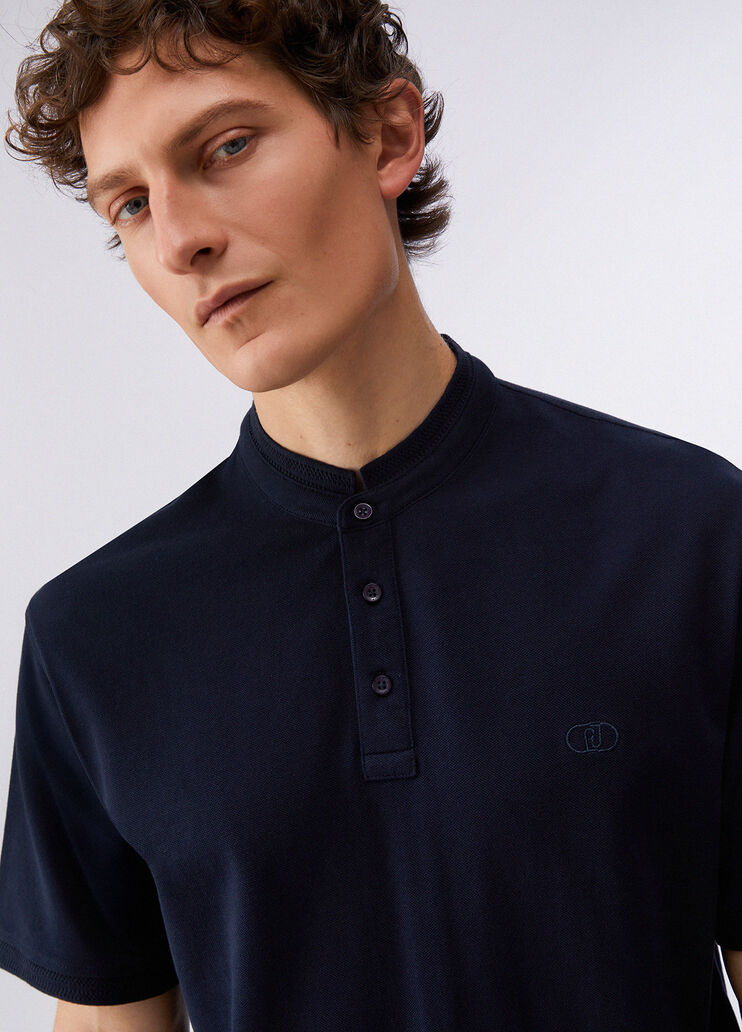 Pique polo-shirt with Mandarin collar dark blue Liu Jo - medium