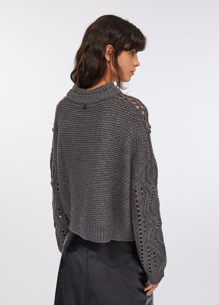Wool jumper with openwork detailing grey Liu Jo - large image number 1