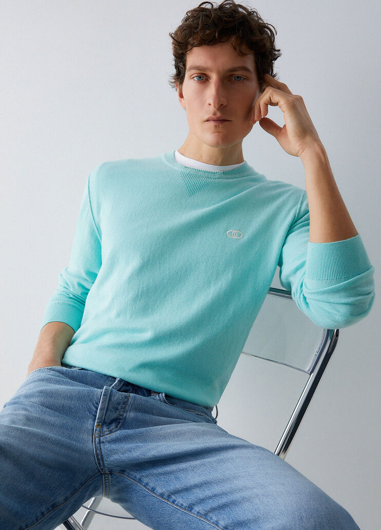 Cotton and cashmere sweater mint green Liu Jo - medium