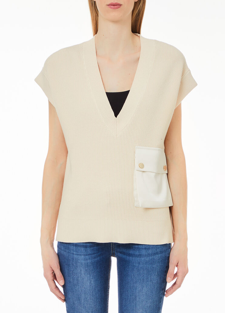 Gilet in maglia con tasca beige chiaro Liu Jo - medium