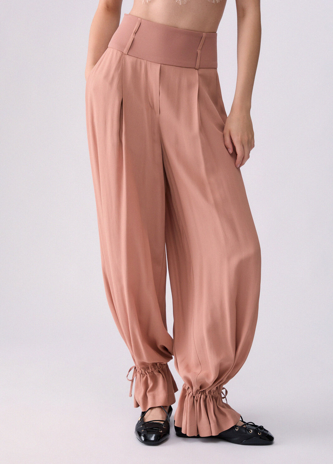 Wide-leg trousers with drawstring nude Liu Jo - large image number 0