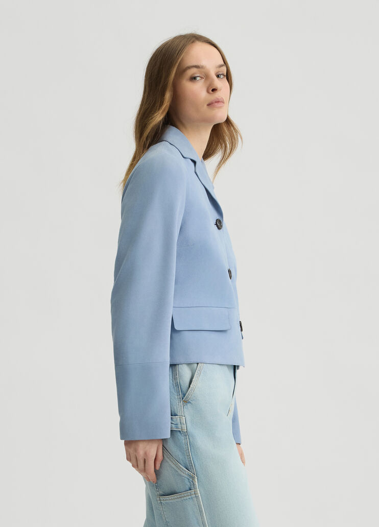 Suede boxy jacket light blue Liu Jo - large image number 3 Suede boxy jacket light blue Liu Jo - large image number 3