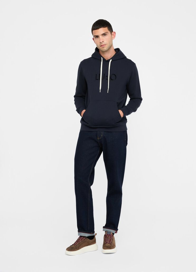 Hooded sweatshirt with logo dark blue Liu Jo - medium