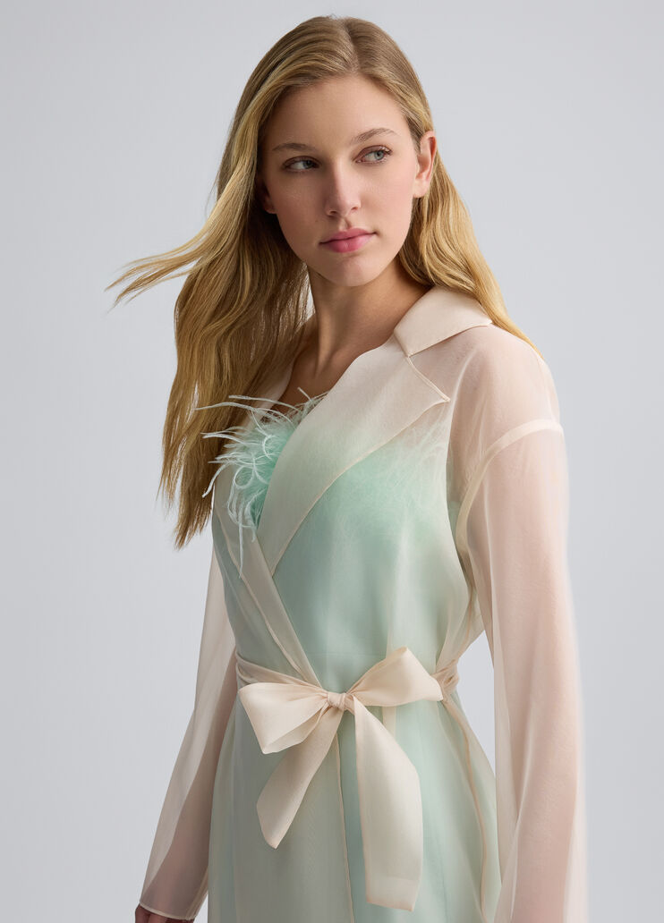 White organza trench coat champagne Liu Jo - large image number 4 White organza trench coat champagne Liu Jo - large image number 4