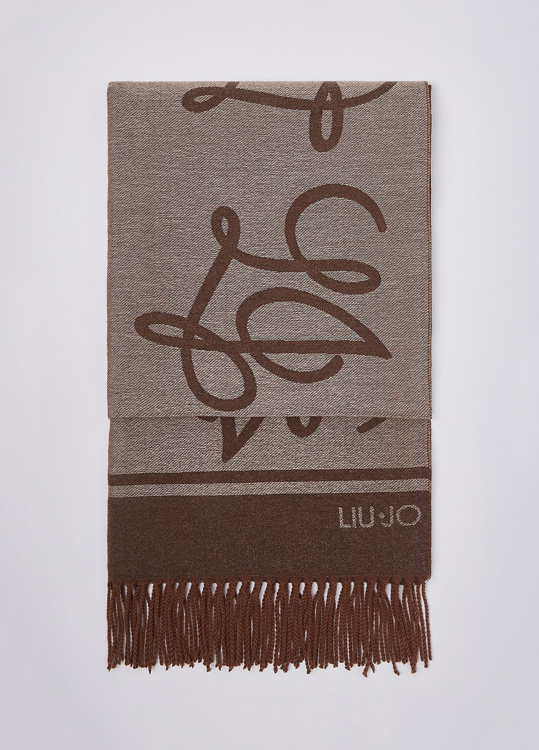 Jacquard Stole with Logo beige Liu Jo - large image number 2