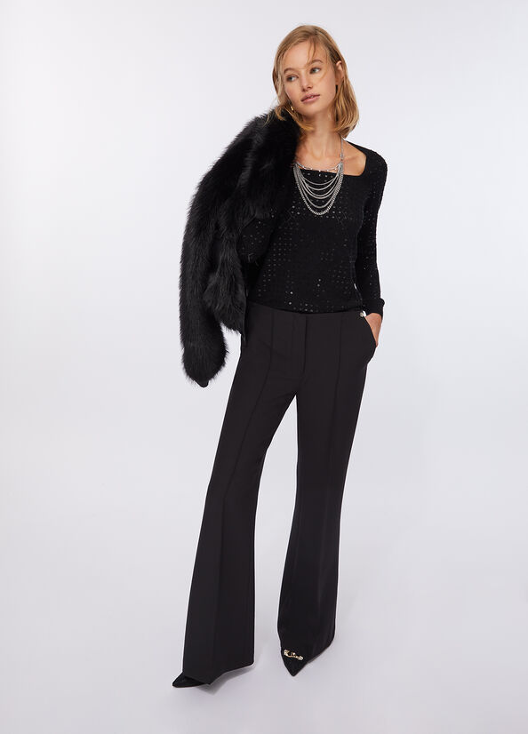 Pantalón elegante acampanado negro Liu Jo - medium