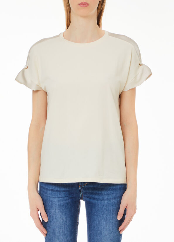 T-shirt avec perles beige clair Liu Jo - medium