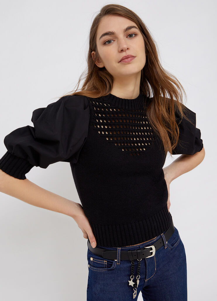 Nachhaltiger Pullover mit Ballonärmeln Schwarz Liu Jo - large image number 0