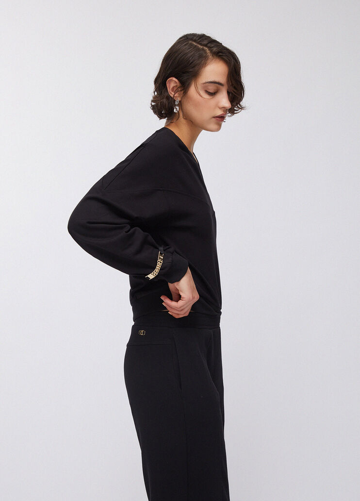 Sweatshirt mit Kettendetails schwarz Liu Jo - medium