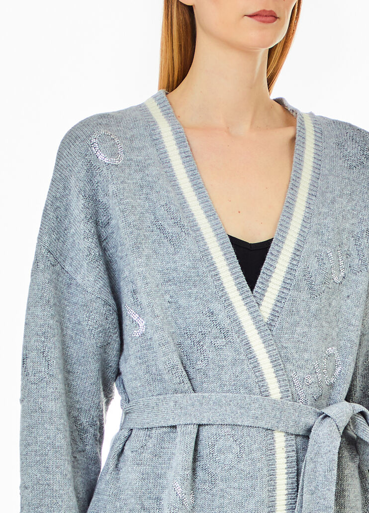 Long cardigan with belt grey Liu Jo - large image number 2 Long cardigan with belt grey Liu Jo - large image number 2