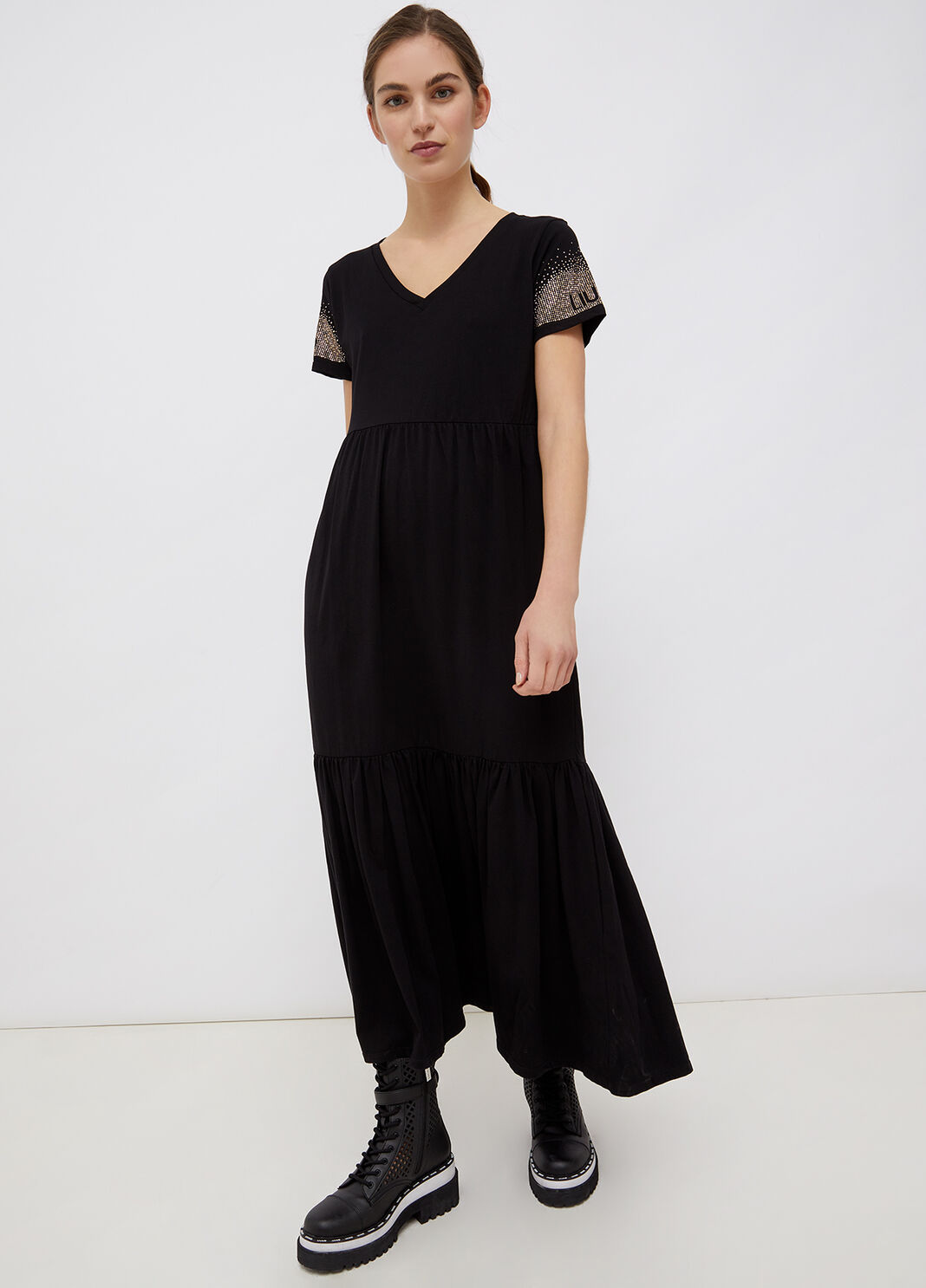 Long dress with micro studs black Liu Jo - large image number 0