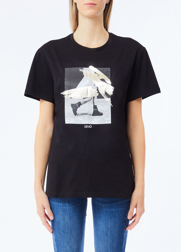 T-Shirt mit Print Schwarz Liu Jo - medium
