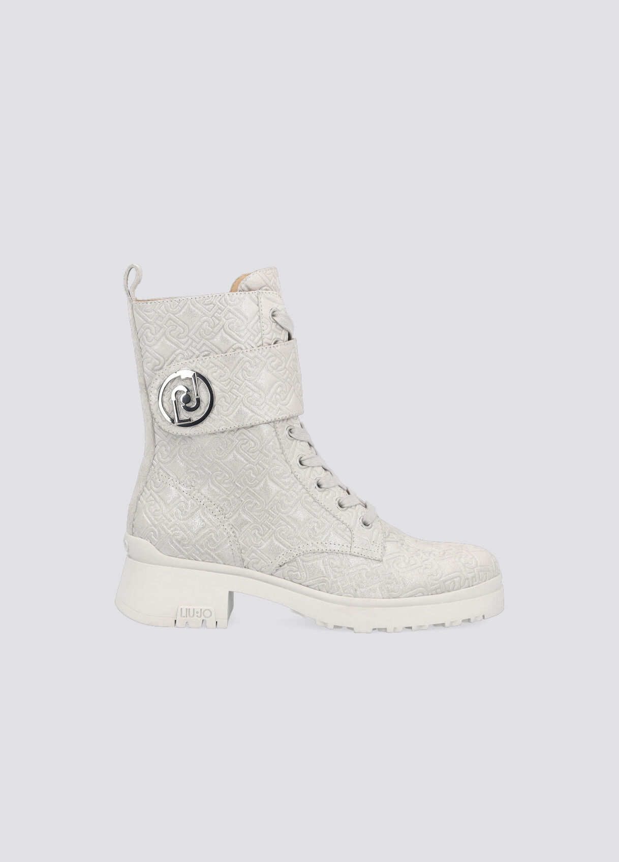 Suede combat boots with monogram logo