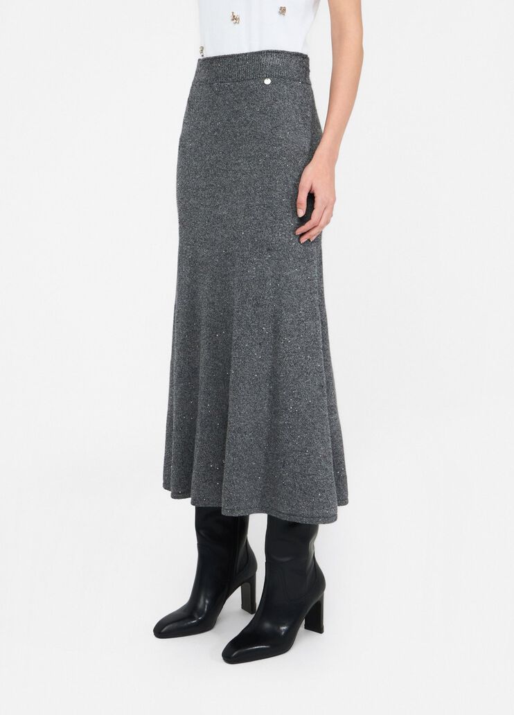 Knit midi skirt with sequins grey Liu Jo - large image number 3 Knit midi skirt with sequins grey Liu Jo - large image number 3