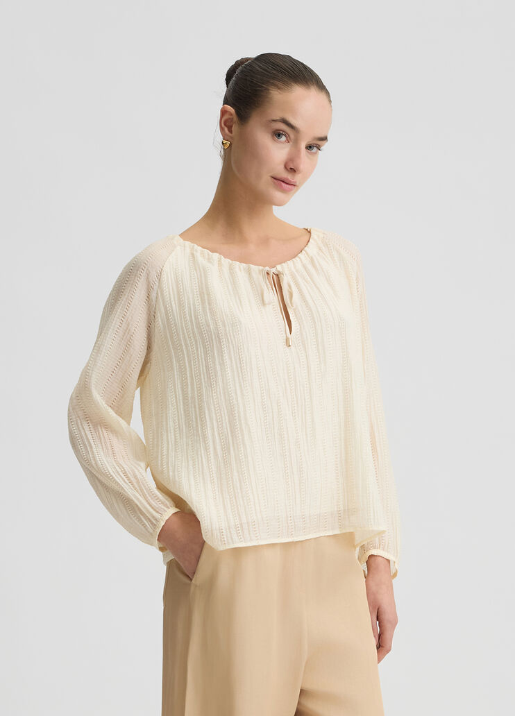 Blouse with string fastening light beige Liu Jo - large image number 3 Blouse with string fastening light beige Liu Jo - large image number 3