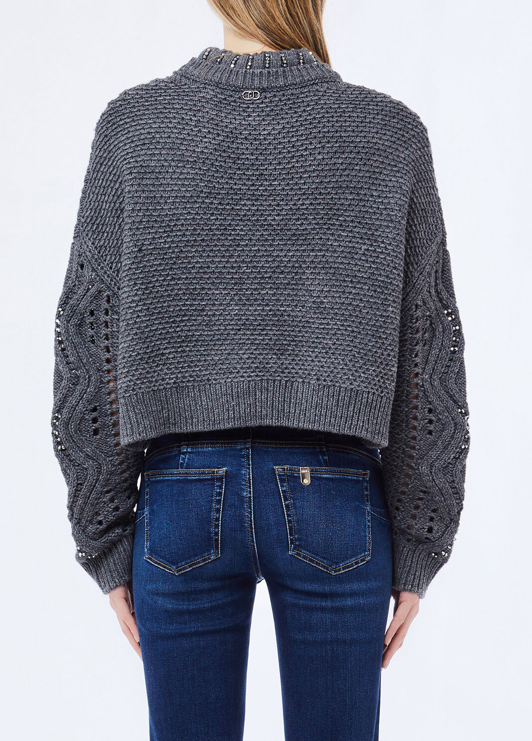 Wool jumper with openwork detailing grey Liu Jo - large image number 1