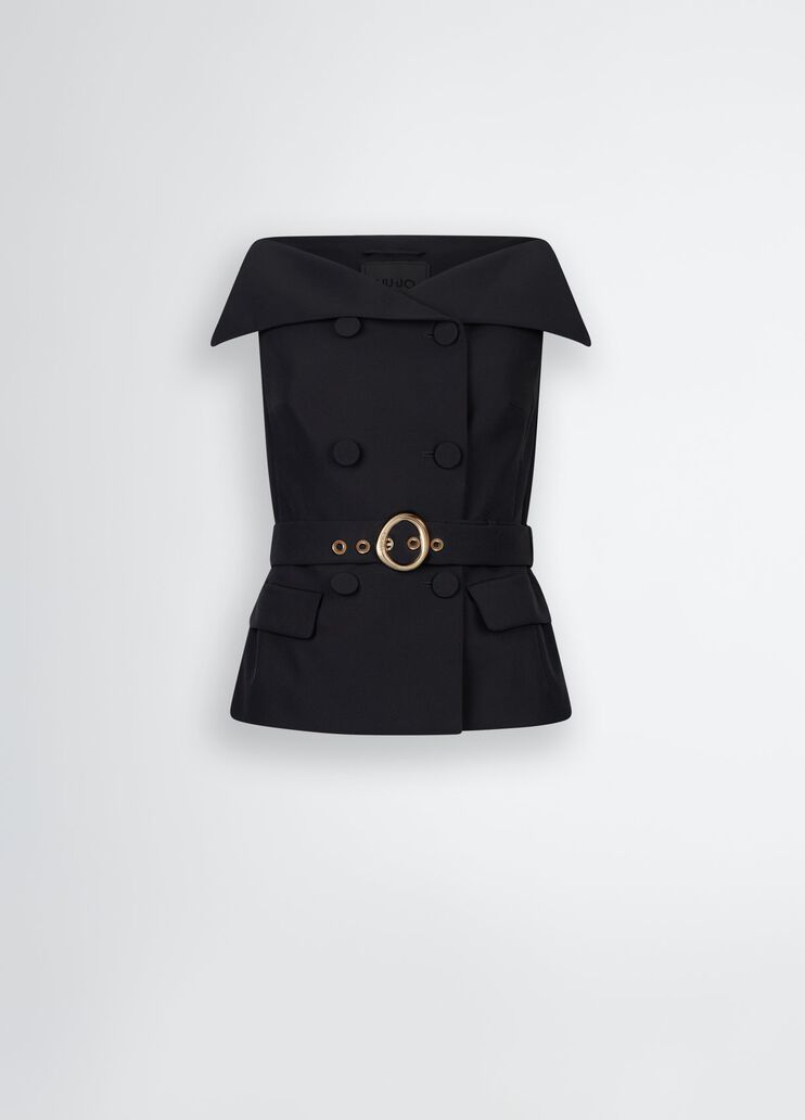 Double-breasted waistcoat with belt black Liu Jo - large image number 6 Double-breasted waistcoat with belt black Liu Jo - large image number 6