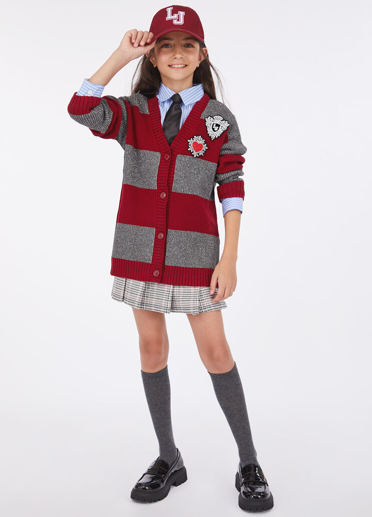 Striped lurex® cardigan red and grey Liu Jo - large image number 1 Striped lurex® cardigan red and grey Liu Jo - large image number 1