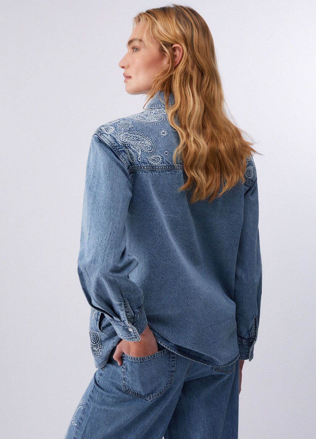 Camicia in denim con ricami denim blu Liu Jo - large image number 1