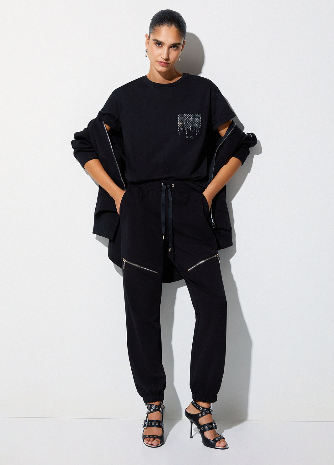Pantal&oacute;n de felpa con cremallera negro Liu Jo - large image number 3
