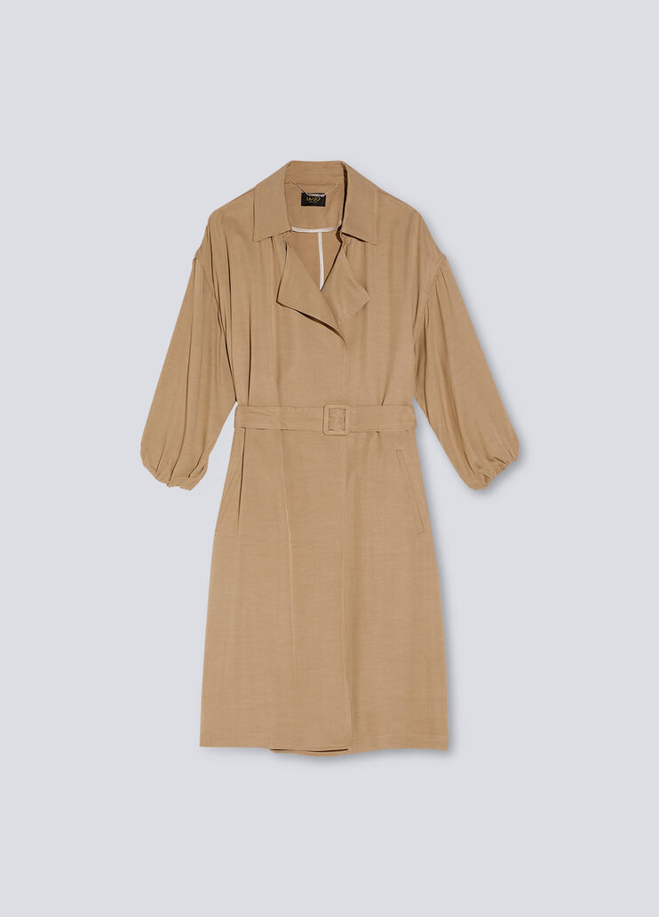 Trench con maniche arricciate grigio chiaro Liu Jo - large image number 4 Trench con maniche arricciate grigio chiaro Liu Jo - large image number 4