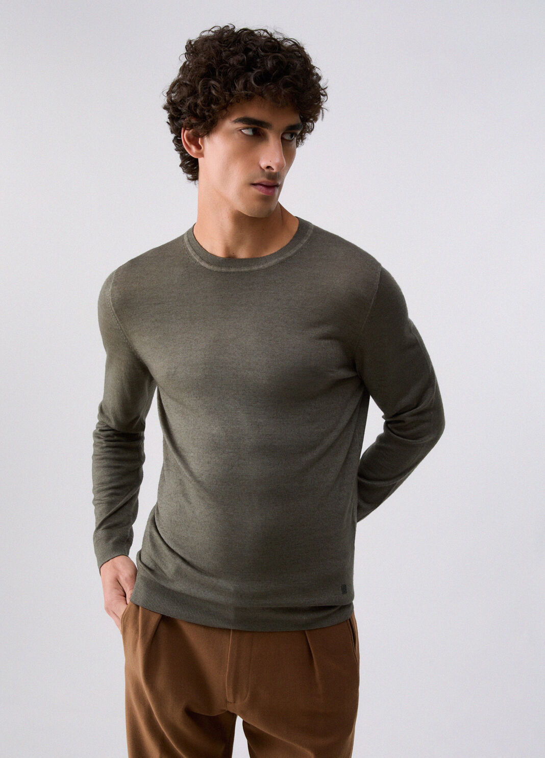Strick stonewash aus Wolle merino Moosgr&uuml;n Liu Jo - large image number 0
