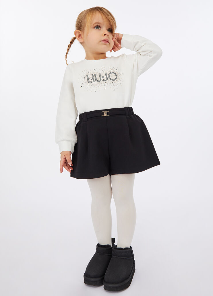 Cotton sweatshirt with logo and rhinestones white Liu Jo - medium Cotton sweatshirt with logo and rhinestones white Liu Jo - medium