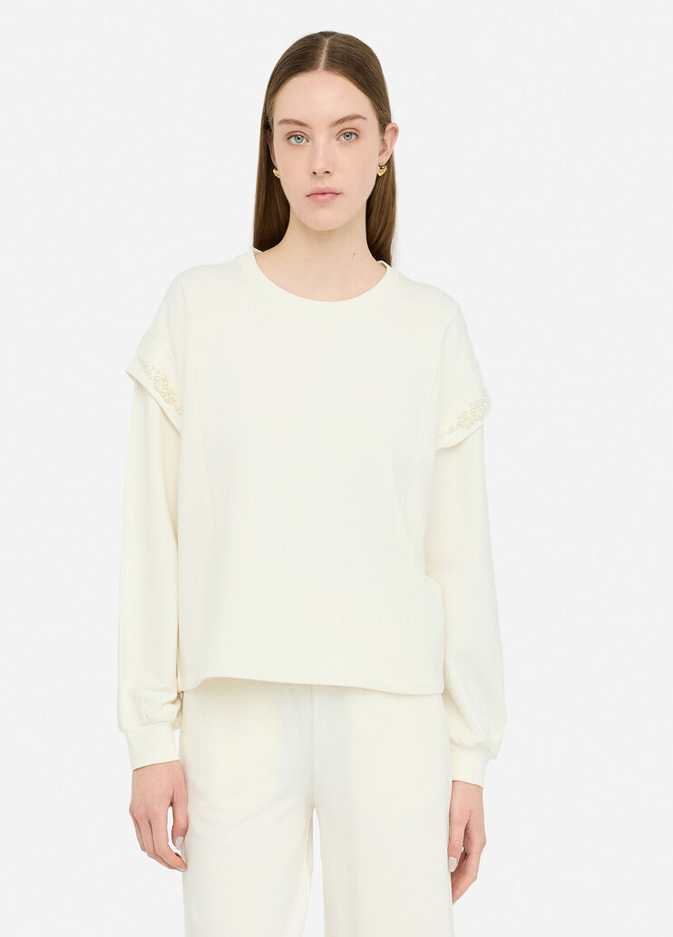 Sweatshirt with maxi beads white Liu Jo - medium Sweatshirt with maxi beads white Liu Jo - medium