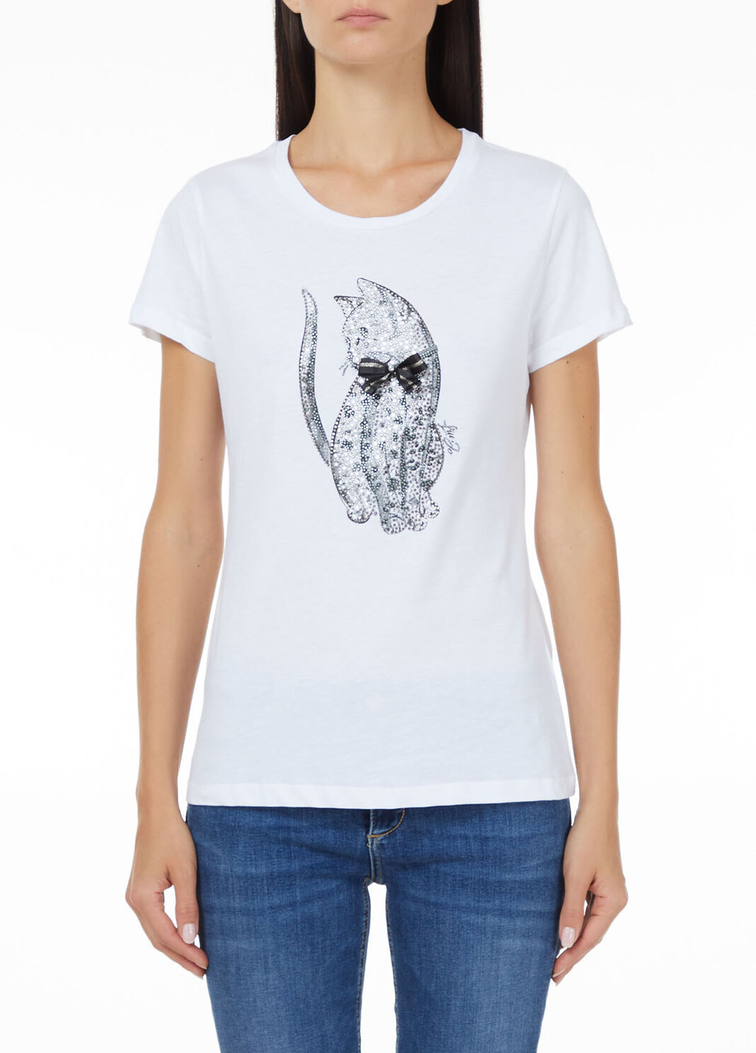 Футболка с принтом и блёстками Белый Liu Jo - large image number 0