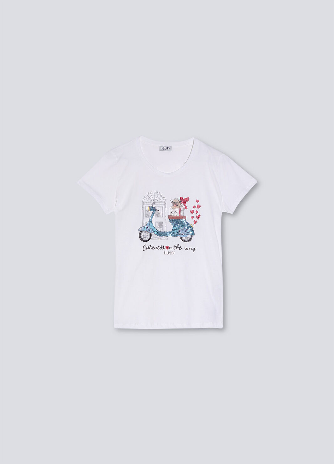 T-shirt con stampa e applicazioni bianco/scooter Liu Jo - large image number 4