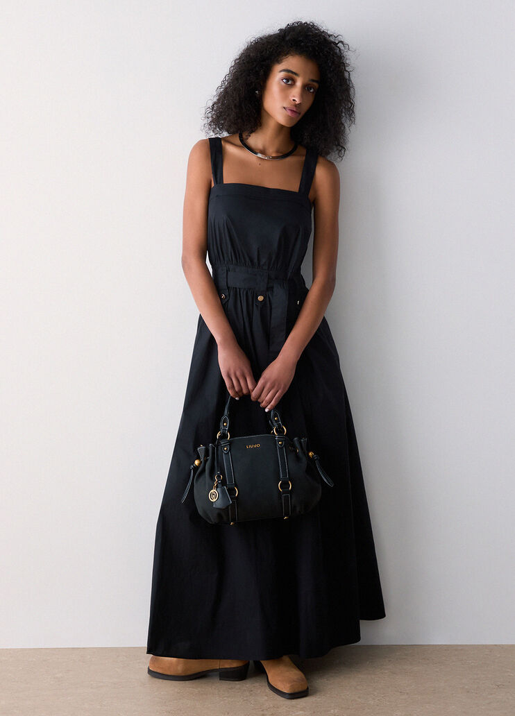 Langes Kleid aus Popeline Schwarz Liu Jo - medium