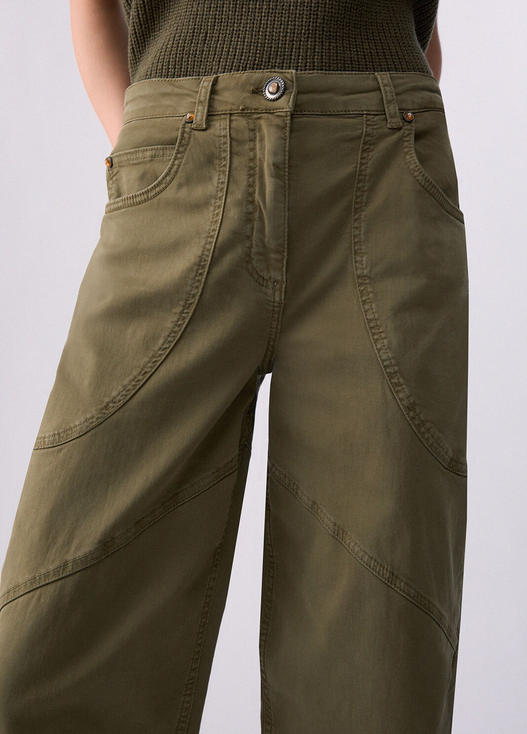 Pantaloni baggy in gabardine verde Liu Jo - large image number 4