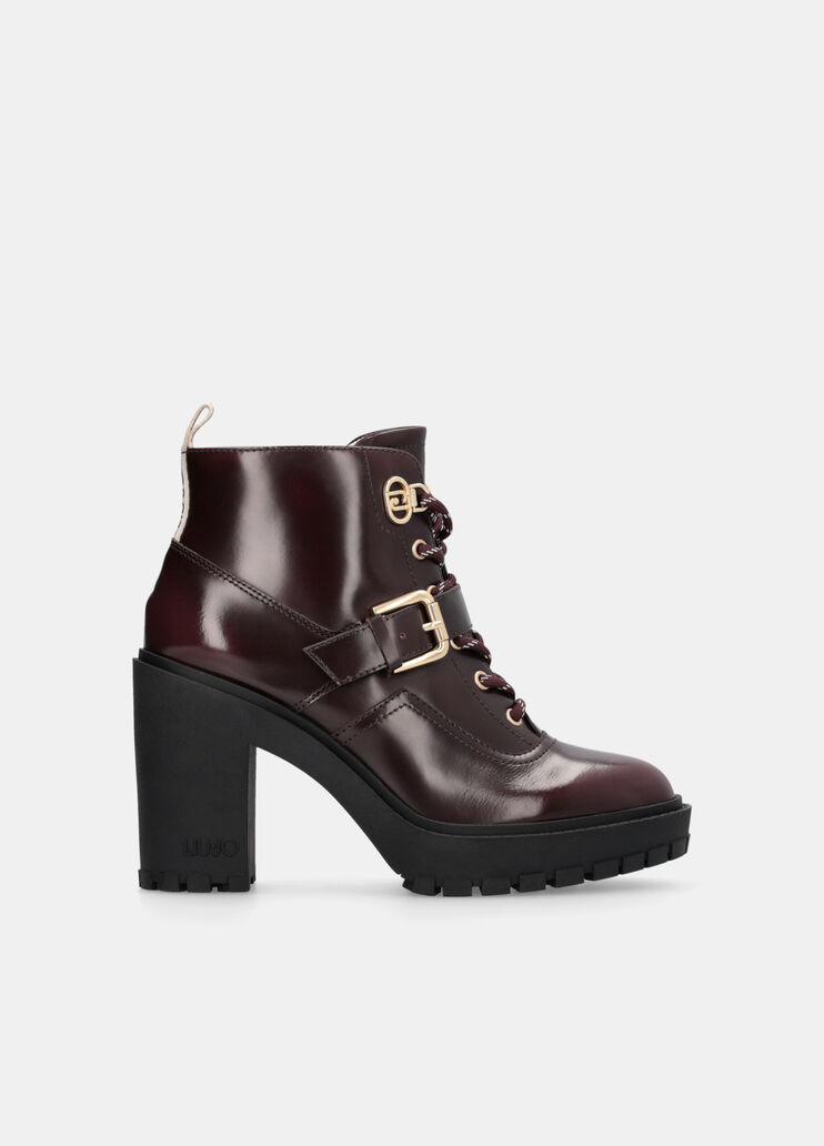 Полусапоги из брашированной кожи темно-винный Liu Jo - medium