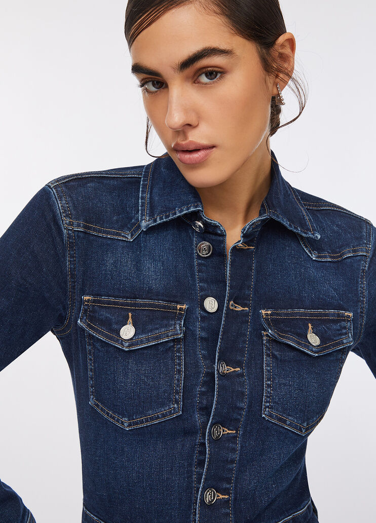 Hemdblusenkleid aus Denim Dunkles Denimblau Liu Jo - large image number 4