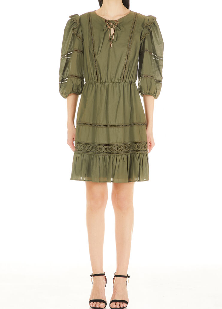 Short dress with embroidery military green Liu Jo - large image number 0 Short dress with embroidery military green Liu Jo - large image number 0