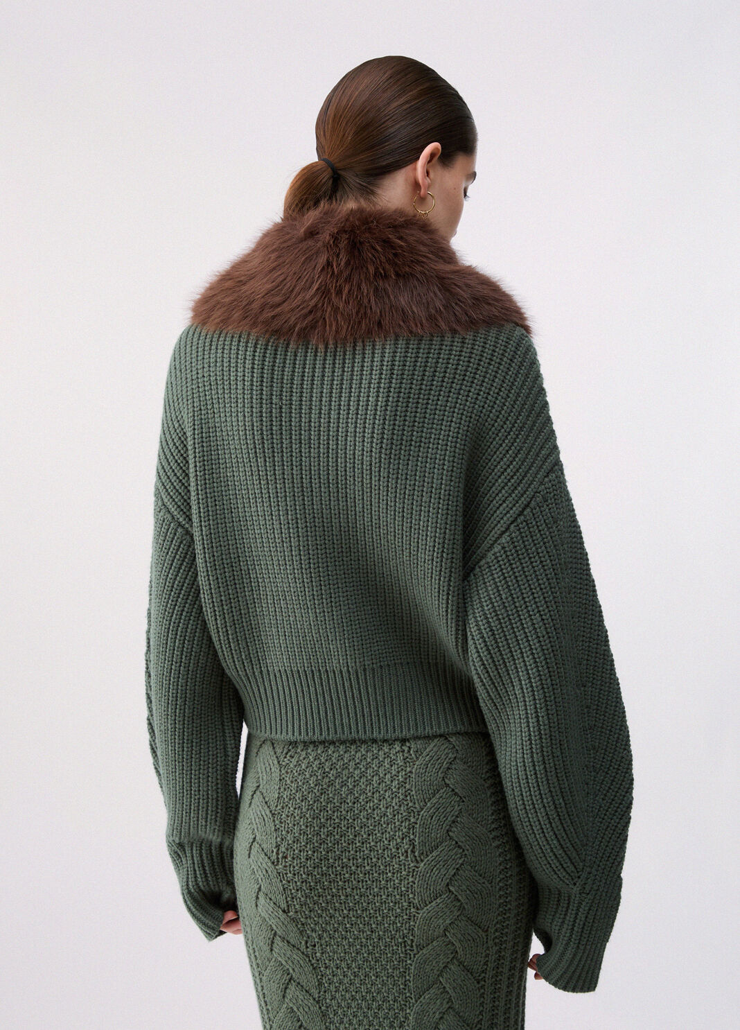 Wool bomber jacket with teddy collar dark green Liu Jo - large image number 1